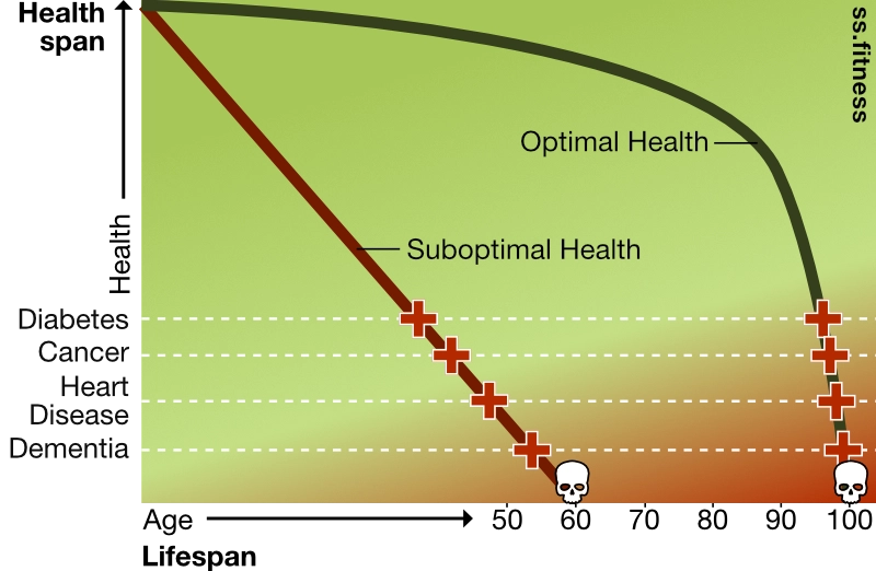 Lifespan and healthspan chart